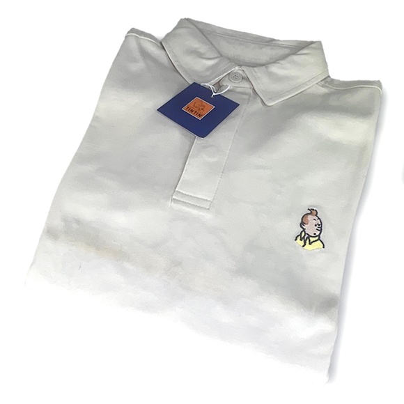 Adventures of Tintin Cream Embroidered Vintage Polo - Picture 1 of 7